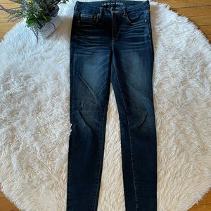 Americans Eagle 6 X-long super hi-rise jegging jeans stretch comfortable blue